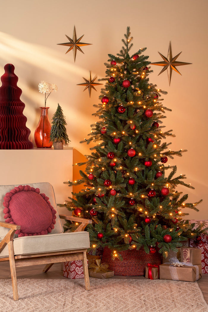 House of Seasons Kerstboomrok - H26 x Ø58 cm - Zeegras - Rood