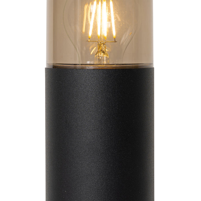 QAZQA Staande buitenlamp zwart met smoke kap 30 cm IP44 - Odense