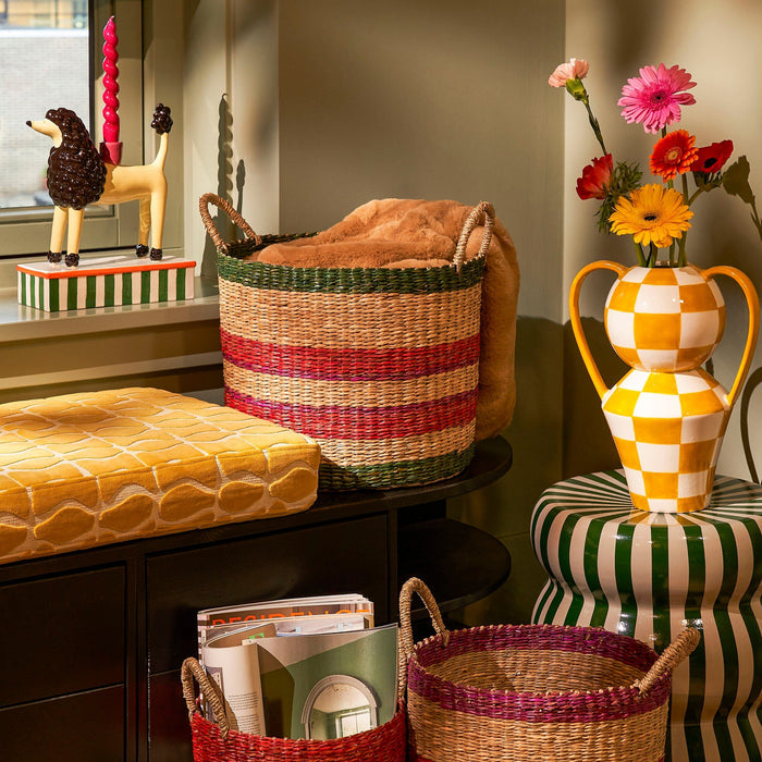 Mica Decorations Stratt Vaas - Keramiek - Geel, Wit