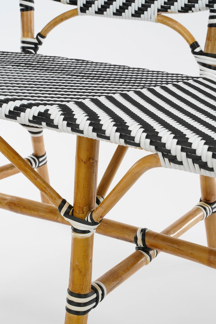 Mica Decorations Mandox Bank - L98 x B60 x H93 cm - Rotan - Zwart, Wit