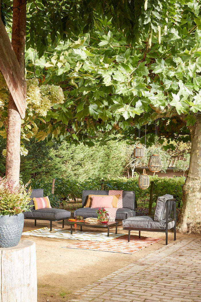 Mica Decorations Celo Hocker - L80 x B80 x H23 cm - Metaal - Zwart