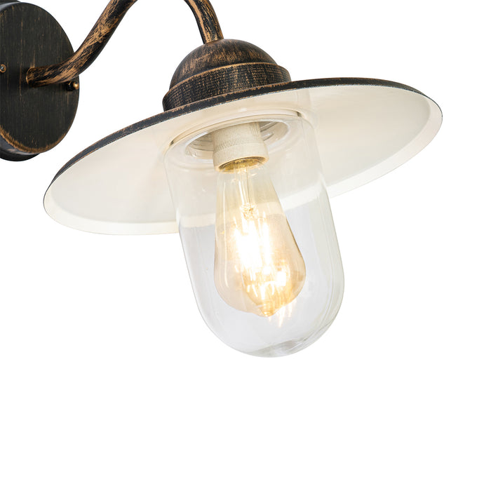 QAZQA Landelijke buiten wandlamp antiek goud IP44 - Kansas