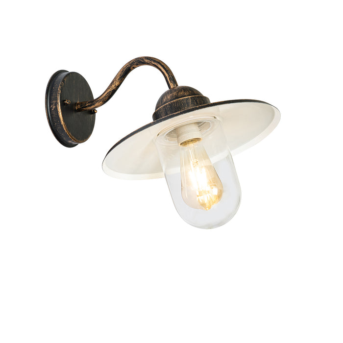 QAZQA Landelijke buiten wandlamp antiek goud IP44 - Kansas