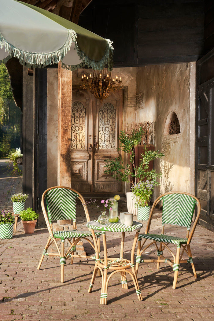 Mica Decorations Mandox Bistrostoel - Rotan - Donkergroen, Wit