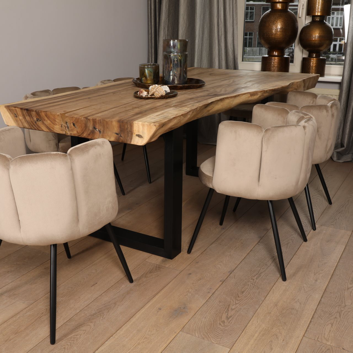 Pole to Pole Jupiter Eetkamerstoel - Velvet - Zand Wit