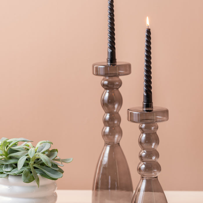 present time - Candle holder Pawn glass XL black