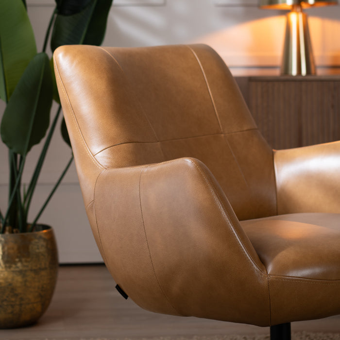 Bronx71 Fauteuil Stella draaibaar leer cognac