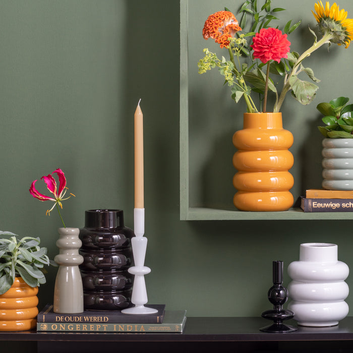 present time - Vase Bobbly Glazed ceramic large black