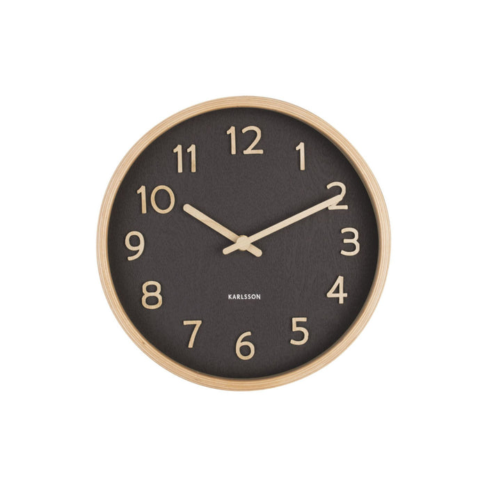 Karlsson - Wall clock Pure wood grain small black