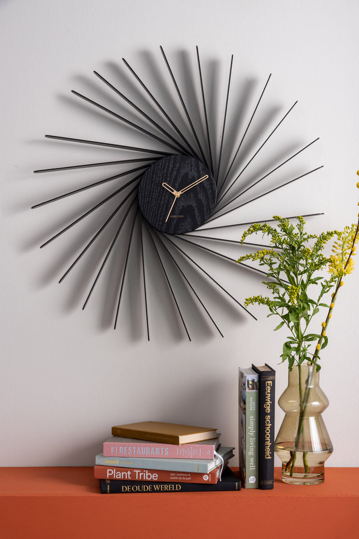 Karlsson - Wall clock Helix XL wood veneer black