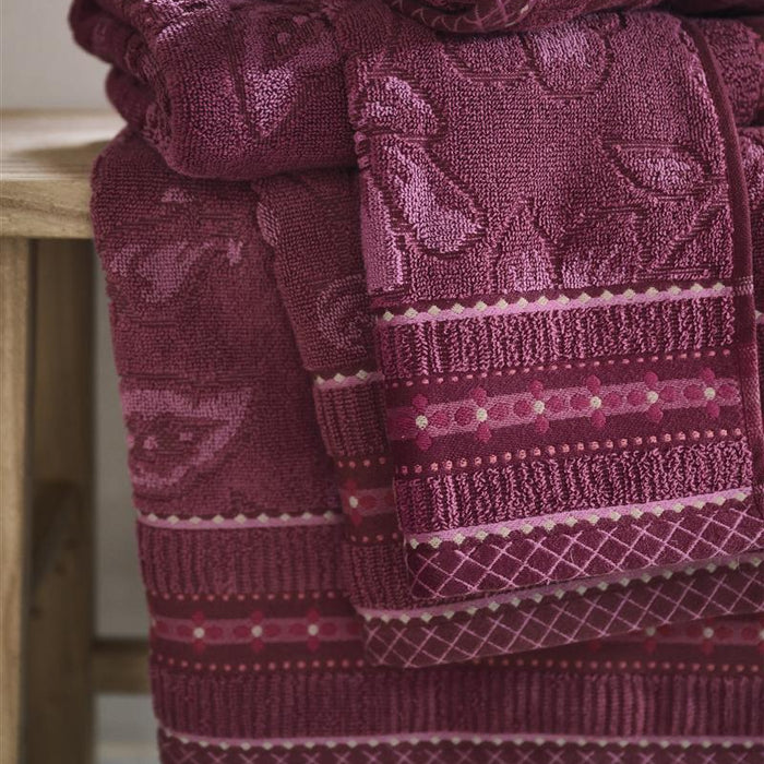 Pip Studio Jasmin Jacquard - Douchelaken - 70x140 - Donker roze
