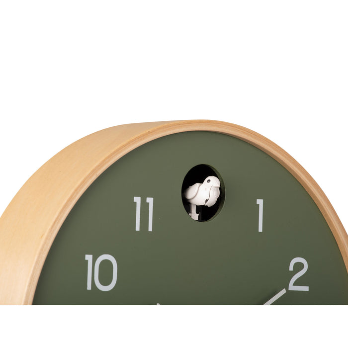 Karlsson - Wall clock Natural Cuckoo birch wood jungle green