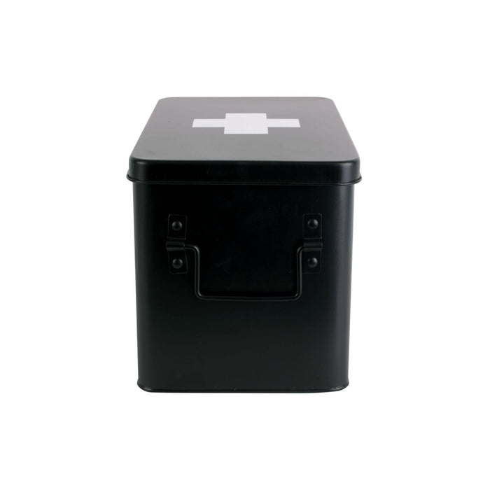 present time - Medicine storage box large metal matt black
