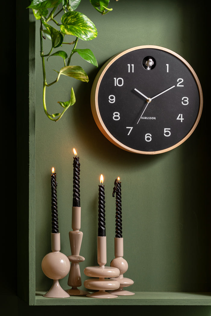 Karlsson - Wall clock Natural Cuckoo birch wood black