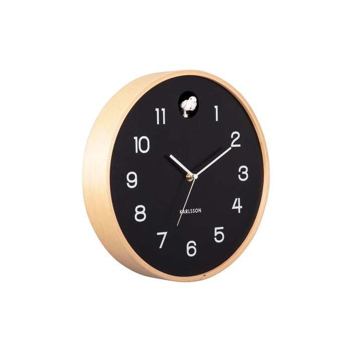Karlsson - Wall clock Natural Cuckoo birch wood black