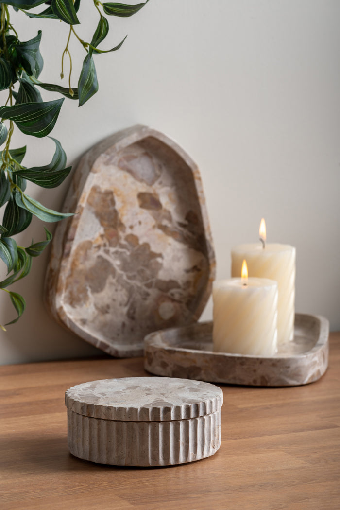 Present time Schaal met deksel - bruin - 15 x 15 x 6 cm