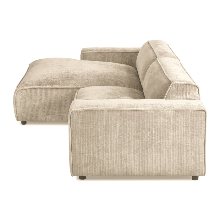 by fonQ Chunky Hoekbank met Chaise Longue Links - Ivoor - Rib