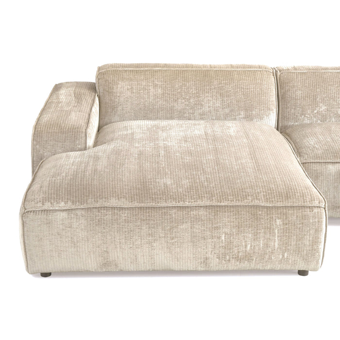 by fonQ Chunky Hoekbank met Chaise Longue Links - Ivoor - Rib