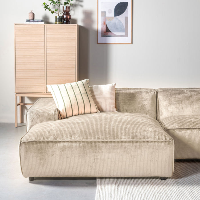 by fonQ Chunky Hoekbank met Chaise Longue Links - Ivoor - Rib