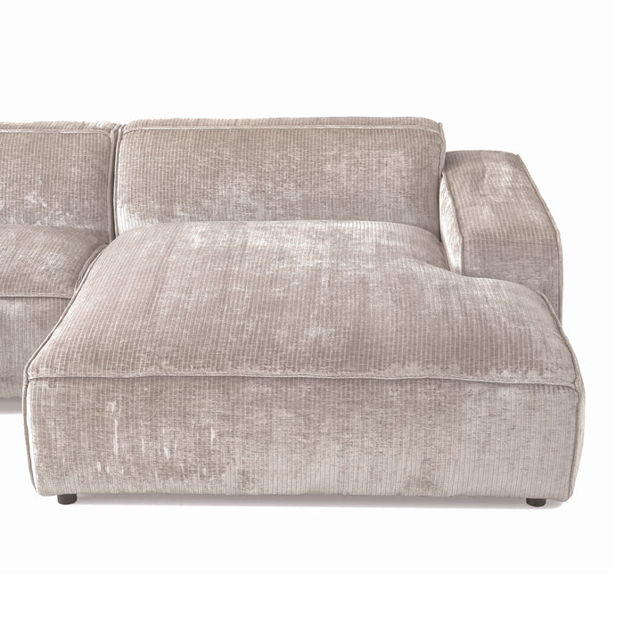 by fonQ Chunky Hoekbank met Chaise Longue Rechts - Beige - Rib