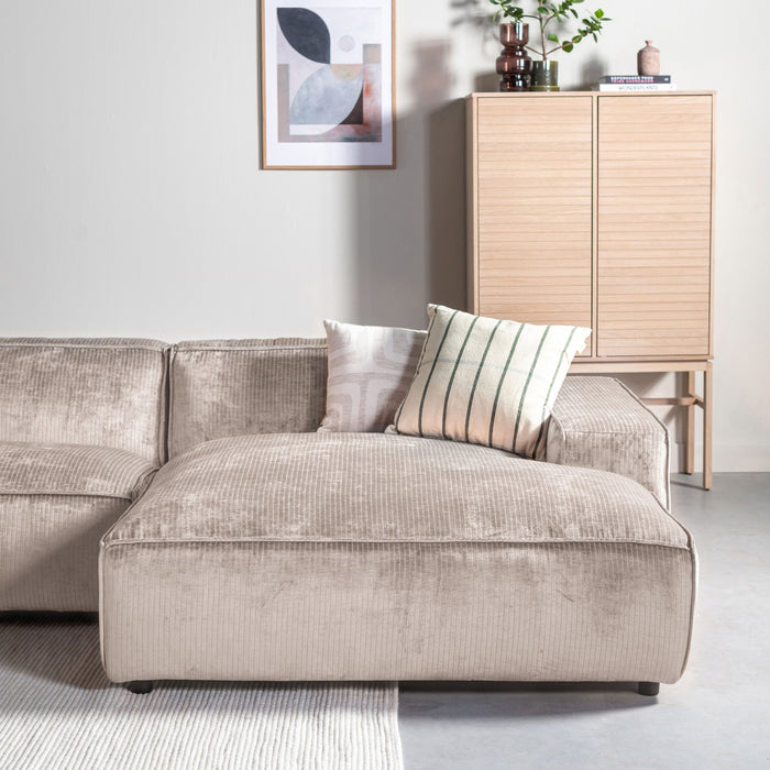by fonQ Chunky Hoekbank met Chaise Longue Rechts - Beige - Rib