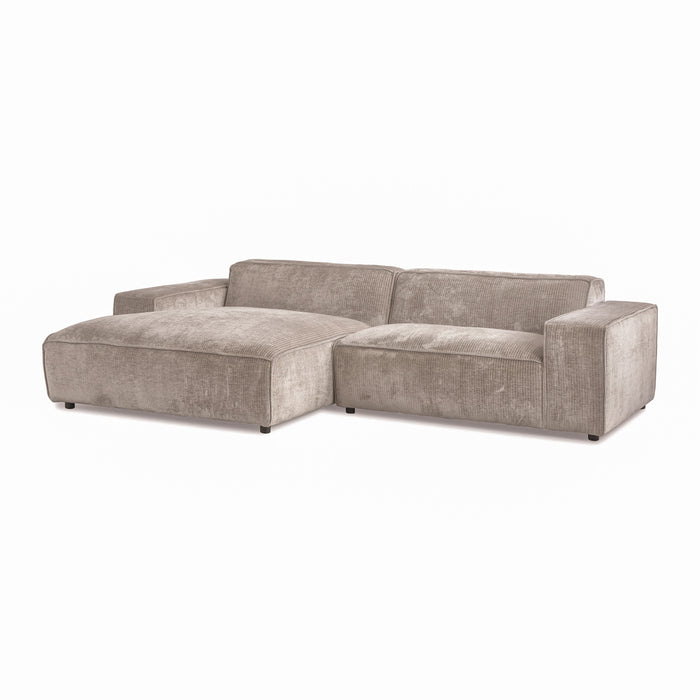 by fonQ Chunky Hoekbank met Chaise Longue Links - Beige - Rib