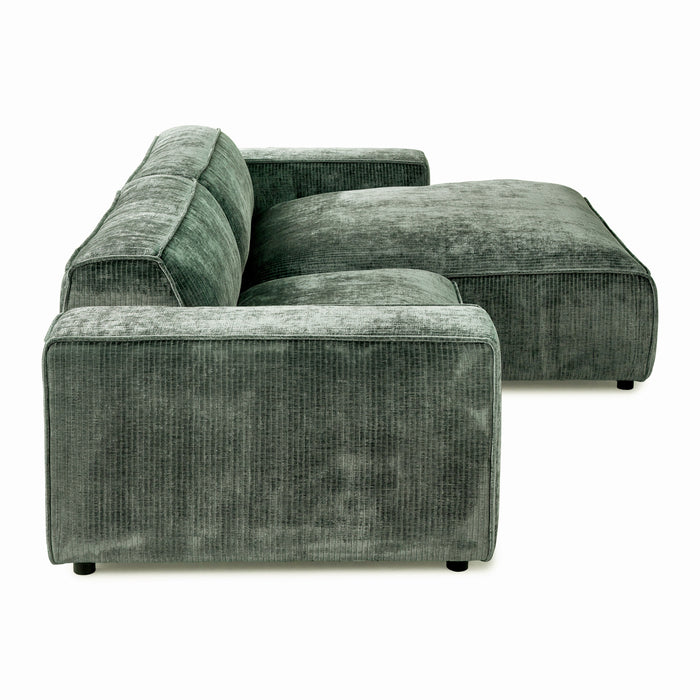 by fonQ Chunky Hoekbank met Chaise Longue Rechts - Moss - Rib