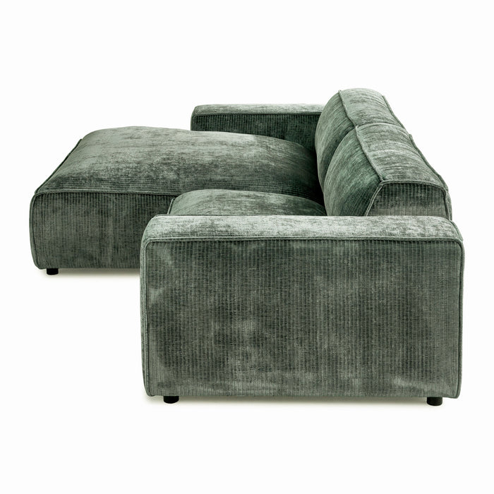 by fonQ Chunky Hoekbank met Chaise Longue Links - Moss - Rib