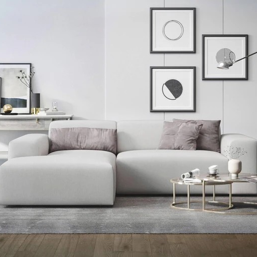 NADUVI Collection Nina Hoekbank Links - Linnen - Crème