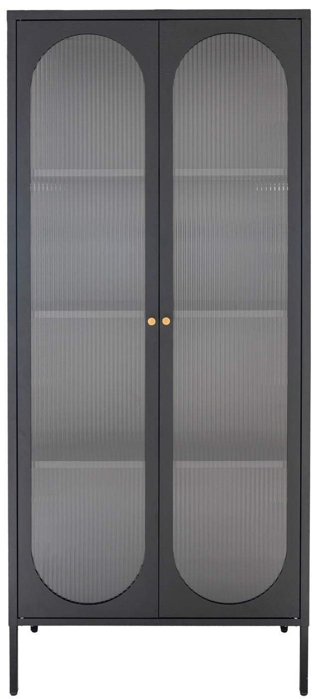 House Nordic Adelaide Zwart | Glas Vitrinekast Hoog