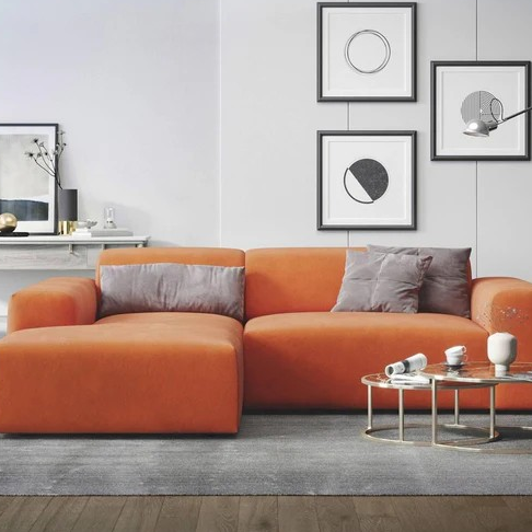 NADUVI Collection Nina Hoekbank Links - Velvet - Oranje