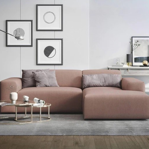 NADUVI Collection Nina Hoekbank Rechts - Linnen - Oudroze