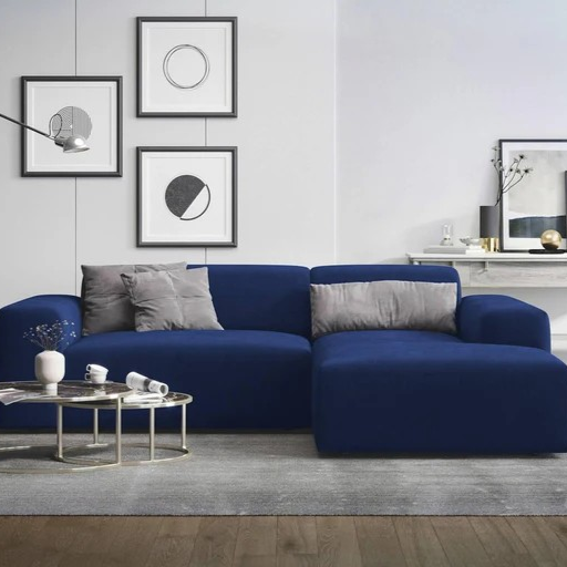 NADUVI Collection Nina Hoekbank Rechts - Velvet - Blauw