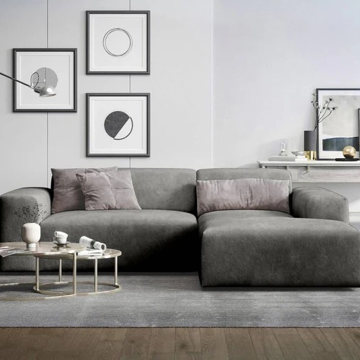 NADUVI Collection Nina Hoekbank Rechts - Velvet - Donkergrijs