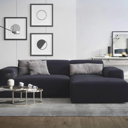 NADUVI Collection Nina Hoekbank Rechts - Velvet - Marineblauw