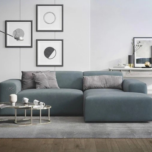 NADUVI Collection Nina Hoekbank Rechts - Velvet - Petrolblauw