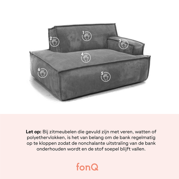 by fonQ Chunky Hoekbank met Chaise Longue Links - Beige