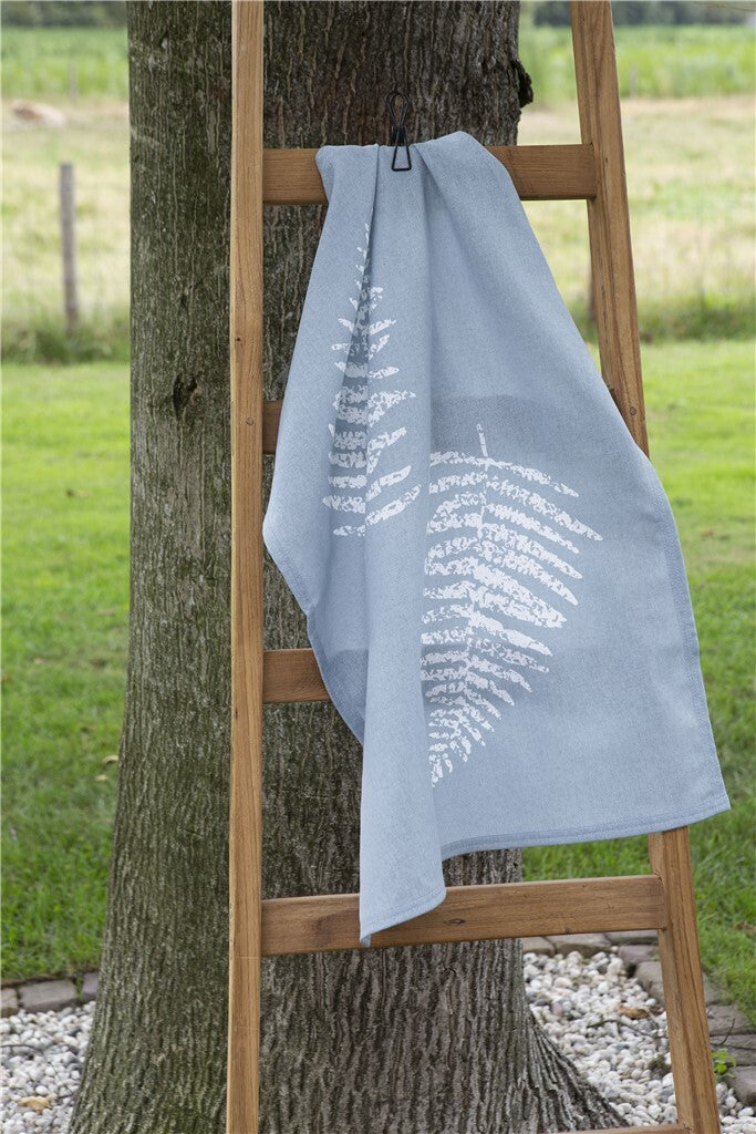 Walra - Theedoek Dry with Leaves - 50x70 - Jeans Blauw