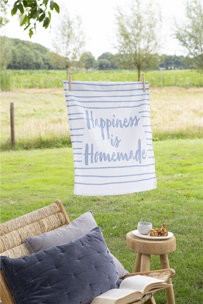 Walra - Theedoek Dry with Happiness - 50x70 - Jeans Blauw