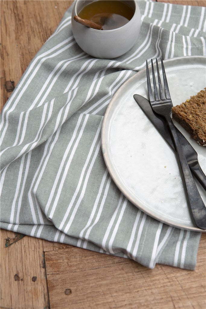 Walra - Theedoek Dry with Stripes - 50x70 - Legergroen