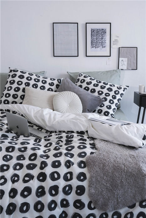 Dindi Home - Dekbedovertrek Drawing Wheels - 140x220 - Zwart