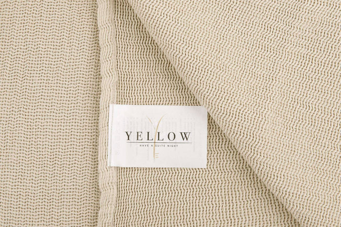 Yellow Katoen Bedsprei Plaid Ica - moon sand