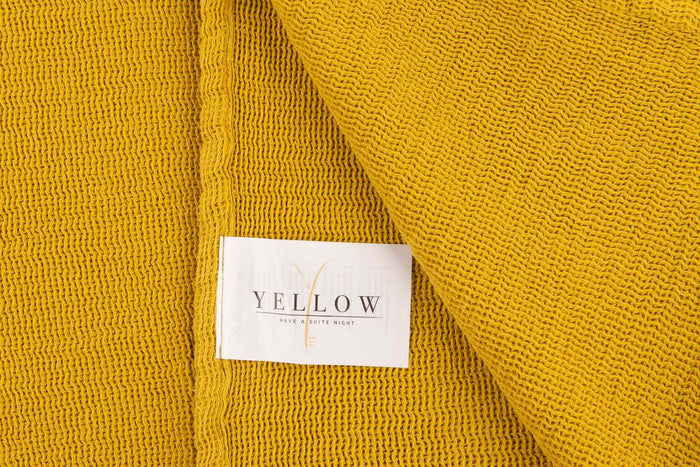 Yellow Katoen Bedsprei Plaid Ica - honey gold