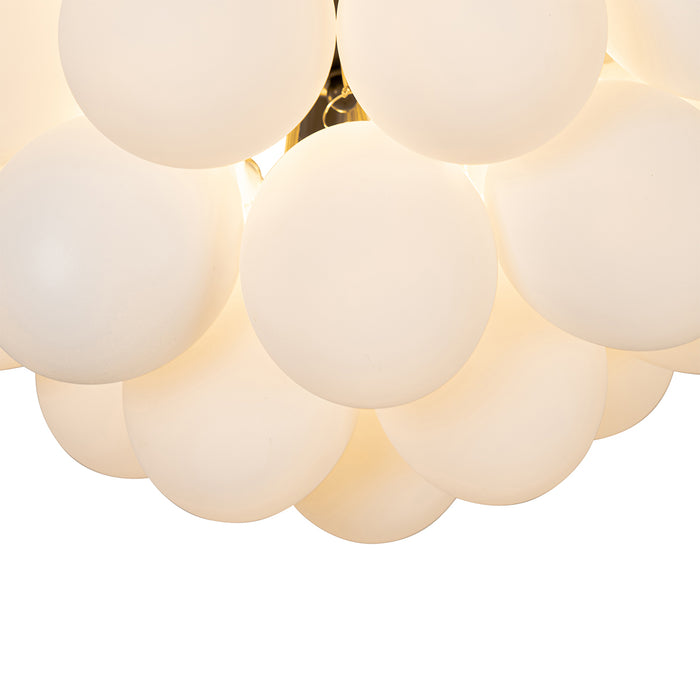 QAZQA Art deco plafondlamp zwart met opaal glas 6-lichts - Uvas