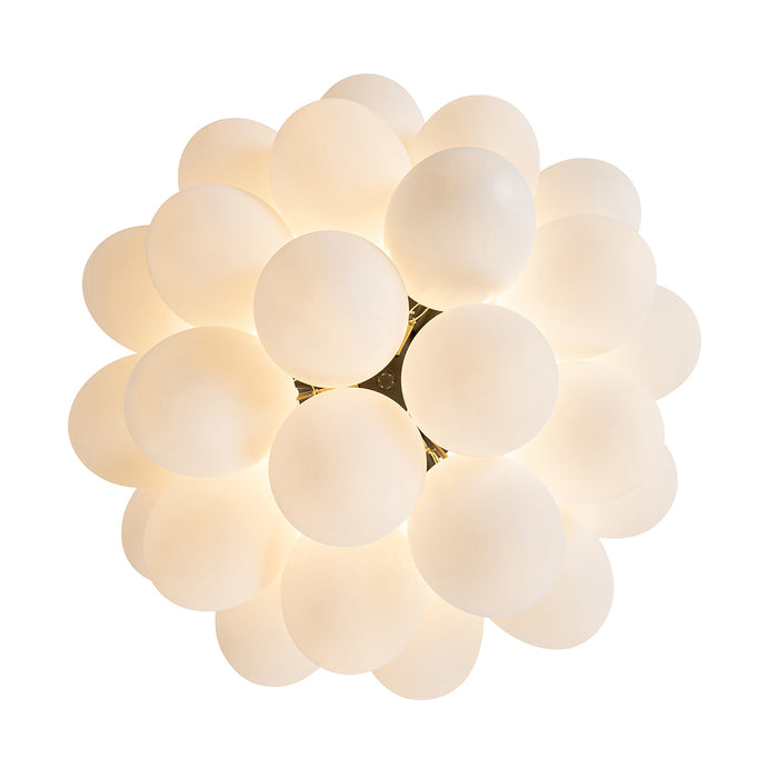 QAZQA Art deco plafondlamp zwart met opaal glas 6-lichts - Uvas