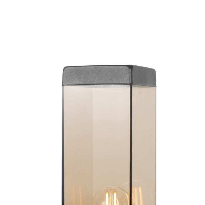 QAZQA Moderne buitenlamp paal donkergrijs met smoke 80 cm - Malios