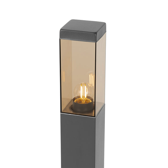 QAZQA Moderne buitenlamp paal donkergrijs met smoke 80 cm - Malios