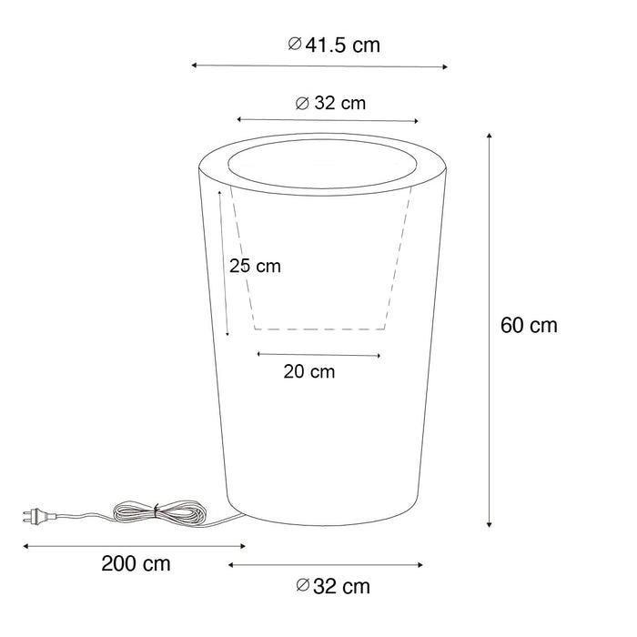 QAZQA Buiten vloerlamp wit 60 cm bloempot IP65 - Verano