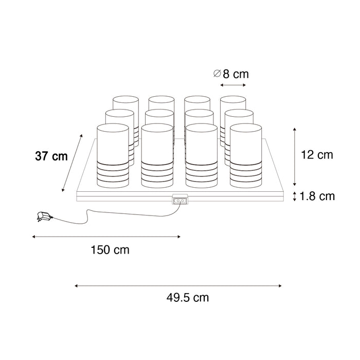 QAZQA Set van 12 tafellampen donkerbrons RGBW oplaadbaar incl.