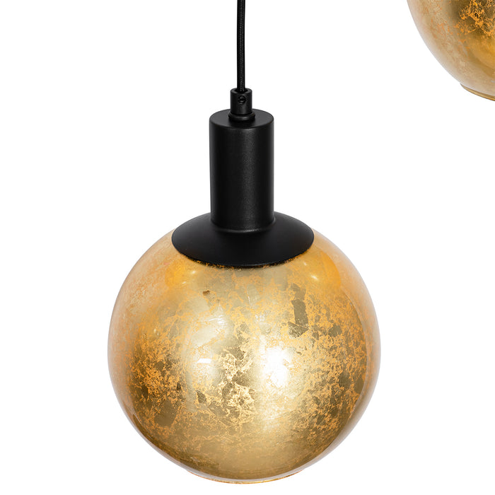 QAZQA Design hanglamp zwart met goud glas 7-lichts - Bert